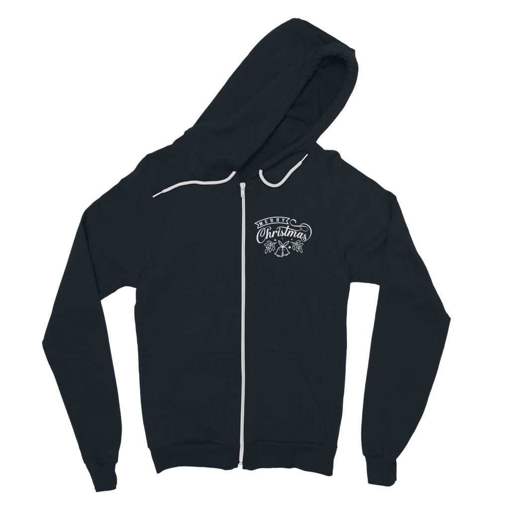 Merry Christmas White Classic Adult Zip Hoodie