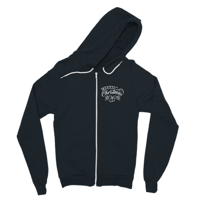 Merry Christmas White Classic Adult Zip Hoodie