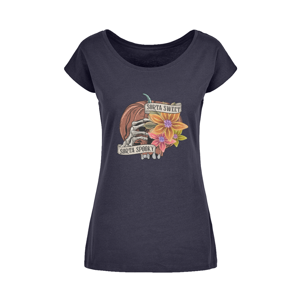 SORTA SWEET - SORTA SPOOKY Wide Neck Womens T-Shirt XS-5XL - DirectlyPersonalised
