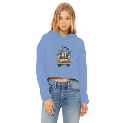 LETS GET SPOOKY Ladies Cropped Raw Edge Hoodie