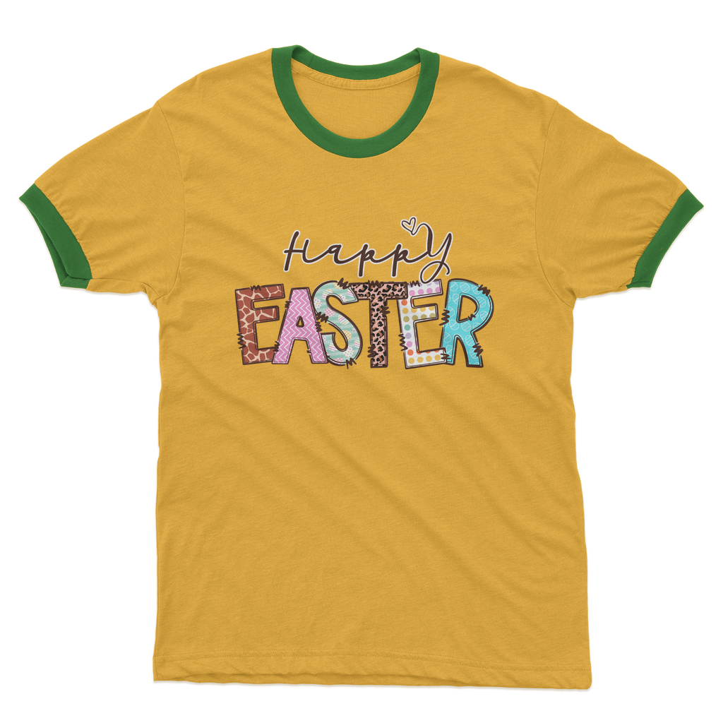Happy Easter Adult Ringer T-Shirt - DirectlyPersonalised