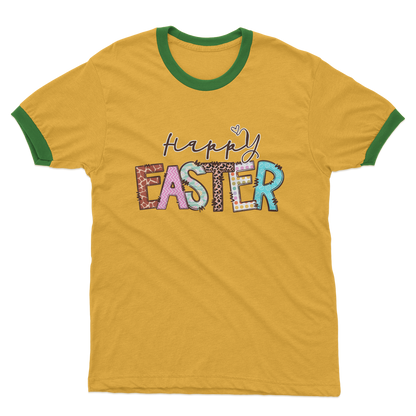 Happy Easter Adult Ringer T-Shirt - DirectlyPersonalised