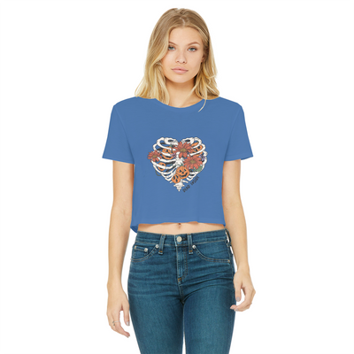 RIB CAGE Classic Women's Cropped Raw Edge T-Shirt