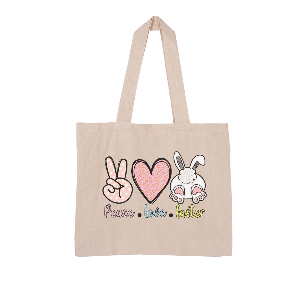 PEACE LOVE EASTER Large Organic Tote Bag - DirectlyPersonalised