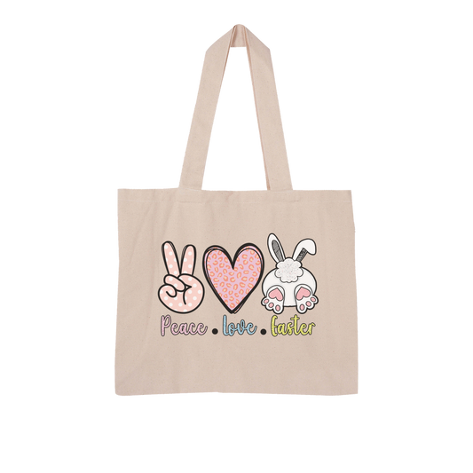 PEACE LOVE EASTER Large Organic Tote Bag - DirectlyPersonalised