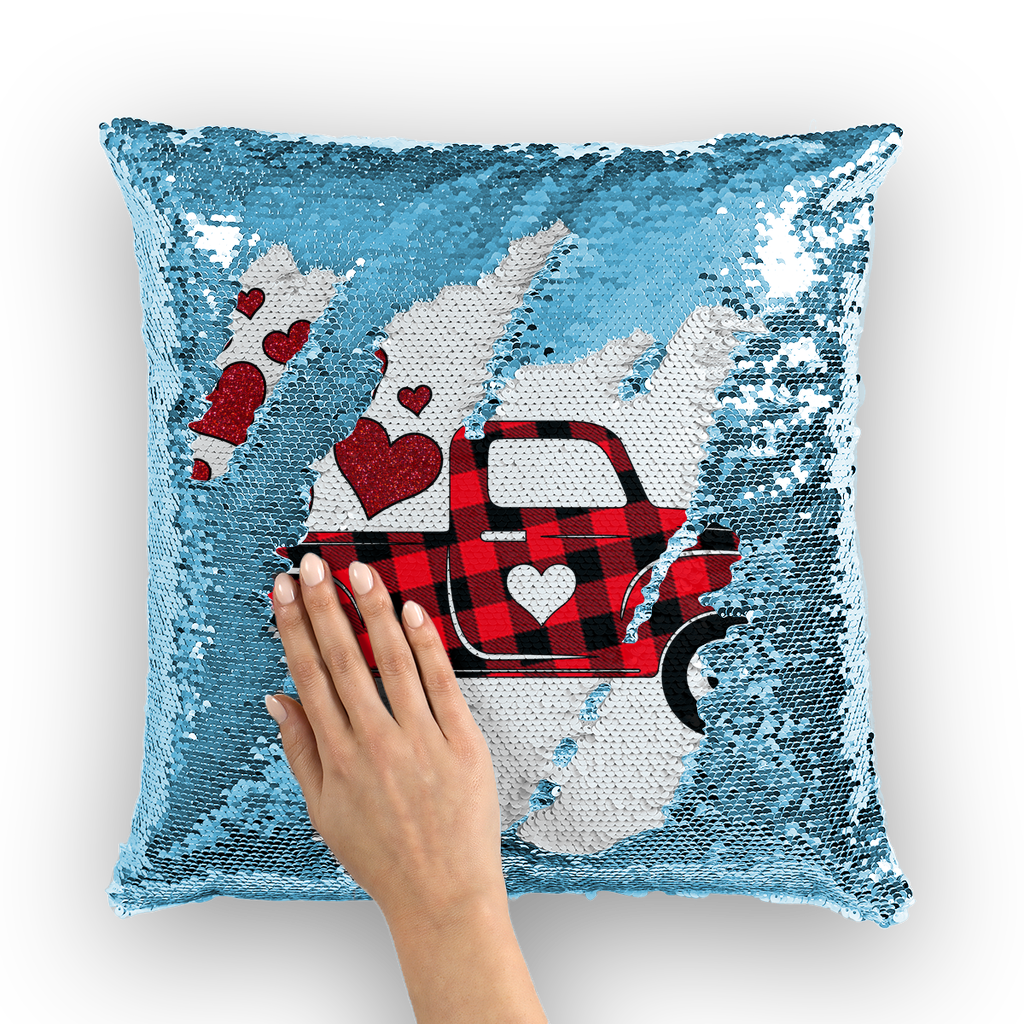 Love Truck Sequin Cushion Cover - DirectlyPersonalised