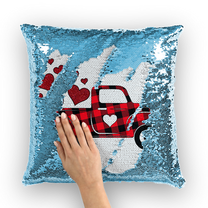 Love Truck Sequin Cushion Cover - DirectlyPersonalised