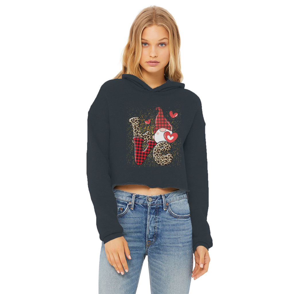 Ladies Valentine Design Ladies Cropped Raw Edge Hoodie - DirectlyPersonalised