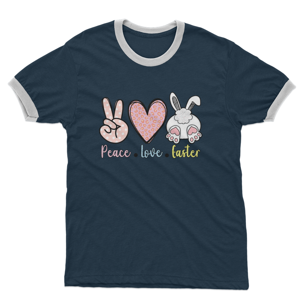 PEACE LOVE EASTER Adult Ringer T-Shirt - DirectlyPersonalised