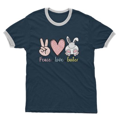 PEACE LOVE EASTER Adult Ringer T-Shirt - DirectlyPersonalised