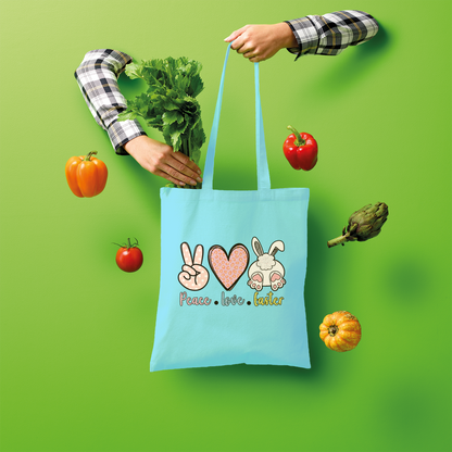 PEACE LOVE EASTER Shopper Tote Bag - DirectlyPersonalised