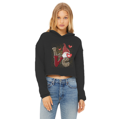 Ladies Valentine Design Ladies Cropped Raw Edge Hoodie - DirectlyPersonalised