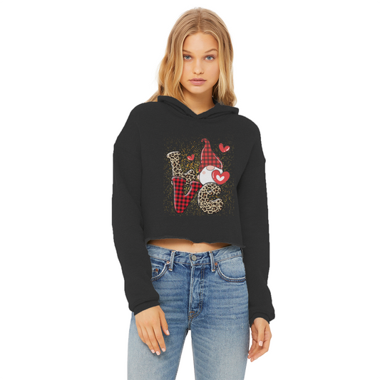 Ladies Valentine Design Ladies Cropped Raw Edge Hoodie - DirectlyPersonalised