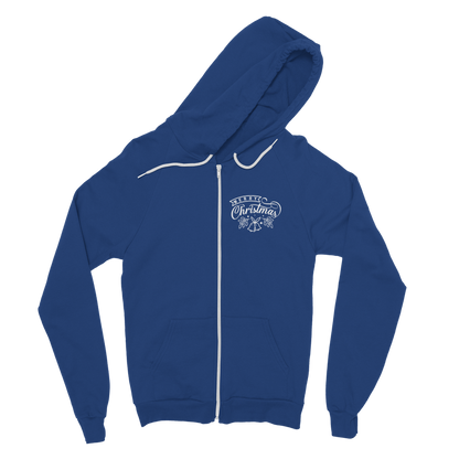 Merry Christmas White Classic Adult Zip Hoodie