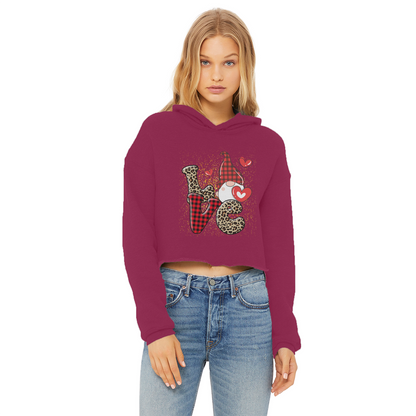 Ladies Valentine Design Ladies Cropped Raw Edge Hoodie - DirectlyPersonalised