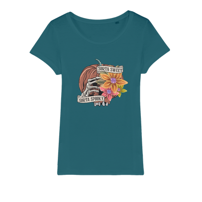 SORTA SWEET - SORTA SPOOKY Organic Jersey Womens T-Shirt - DirectlyPersonalised