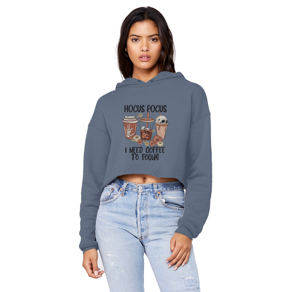 HOCUS POCUS -COFFEE DESIGN Unisex Cropped Raw Edge Boyfriend Hoodie - DirectlyPersonalised