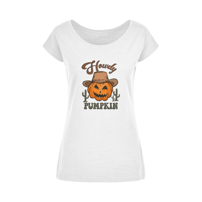 HOWDY PUMPKIN Wide Neck Womens T-Shirt XS-5XL - DirectlyPersonalised