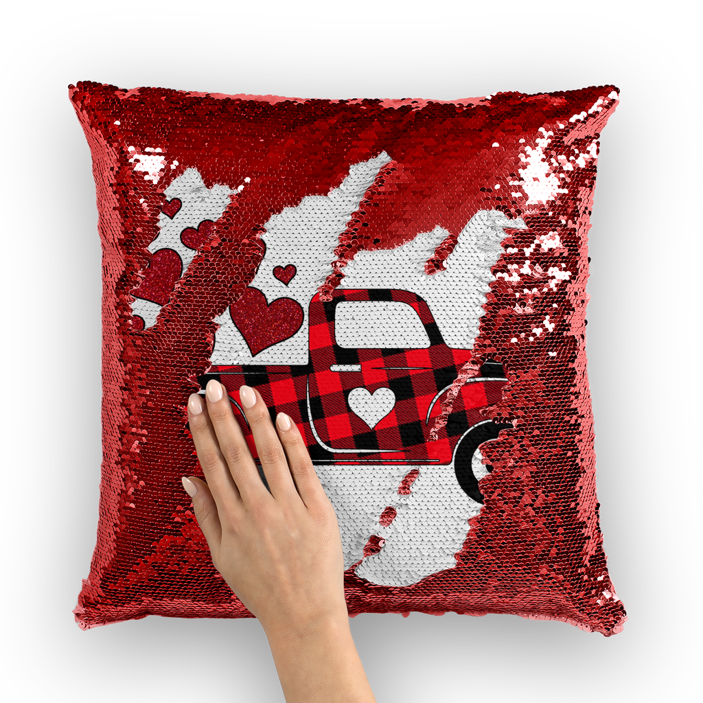 Love Truck Sequin Cushion Cover - DirectlyPersonalised