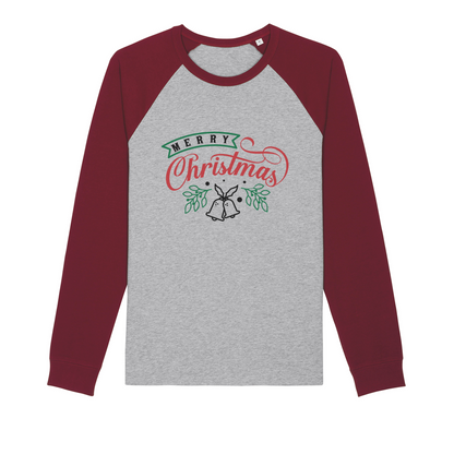 Merry Christmas Organic Raglan Long Sleeve Shirt