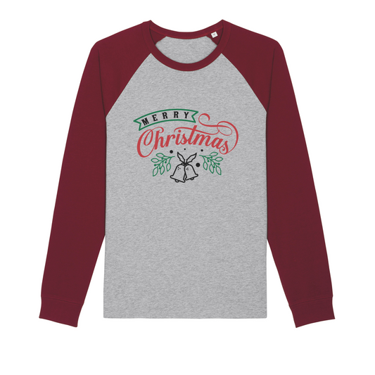 Merry Christmas Organic Raglan Long Sleeve Shirt