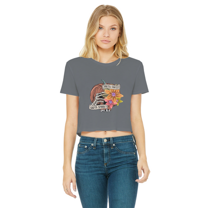 SORTA SWEET - SORTA SPOOKY Classic Women's Cropped Raw Edge T-Shirt - DirectlyPersonalised