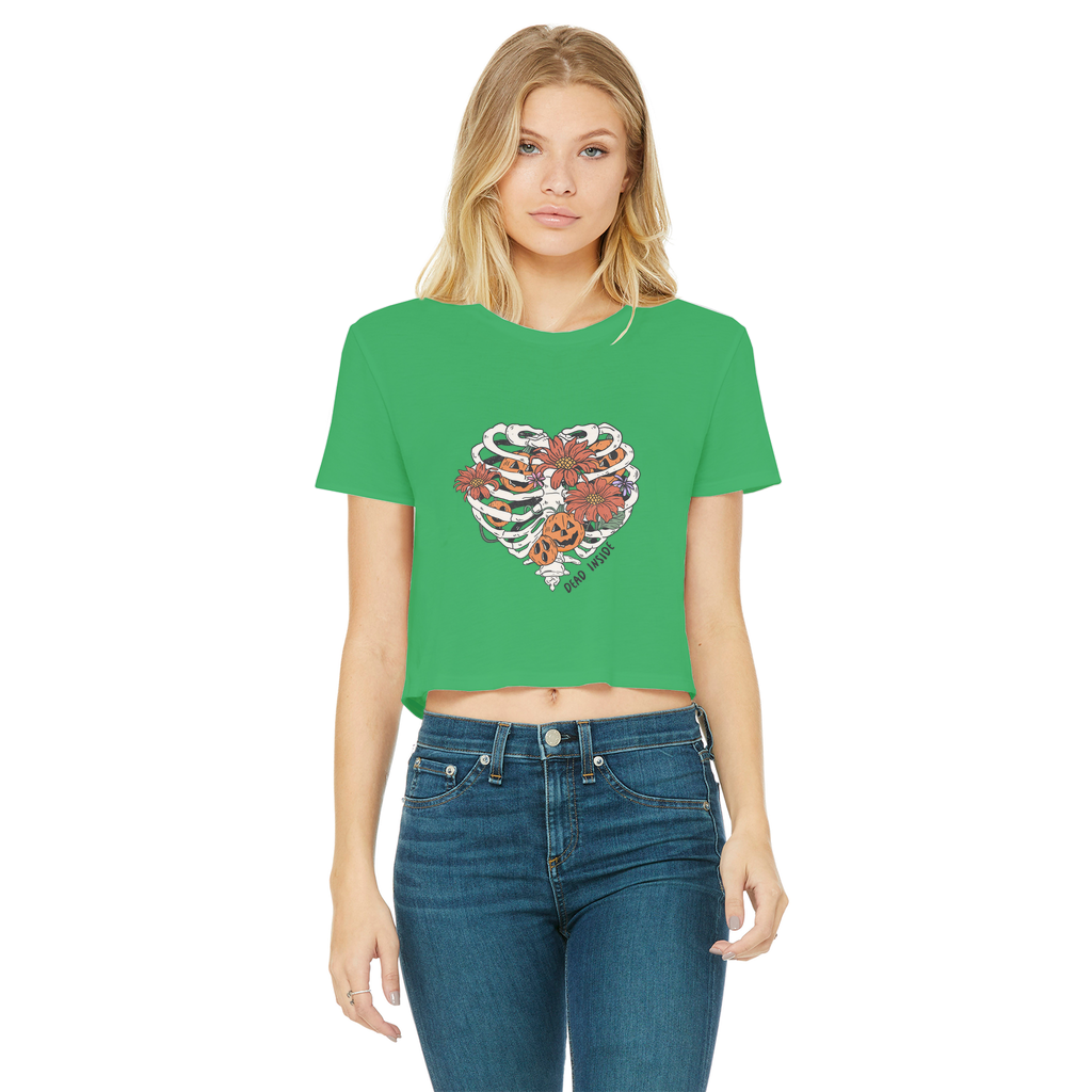RIB CAGE Classic Women's Cropped Raw Edge T-Shirt - DirectlyPersonalised