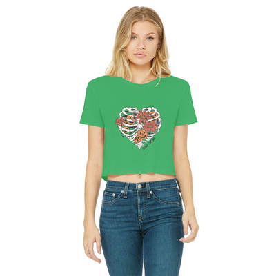 RIB CAGE Classic Women's Cropped Raw Edge T-Shirt