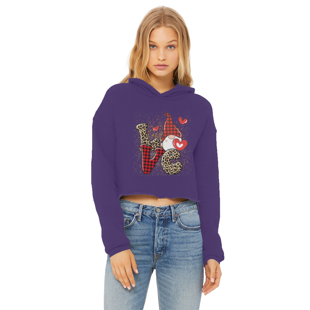 Ladies Valentine Design Ladies Cropped Raw Edge Hoodie - DirectlyPersonalised