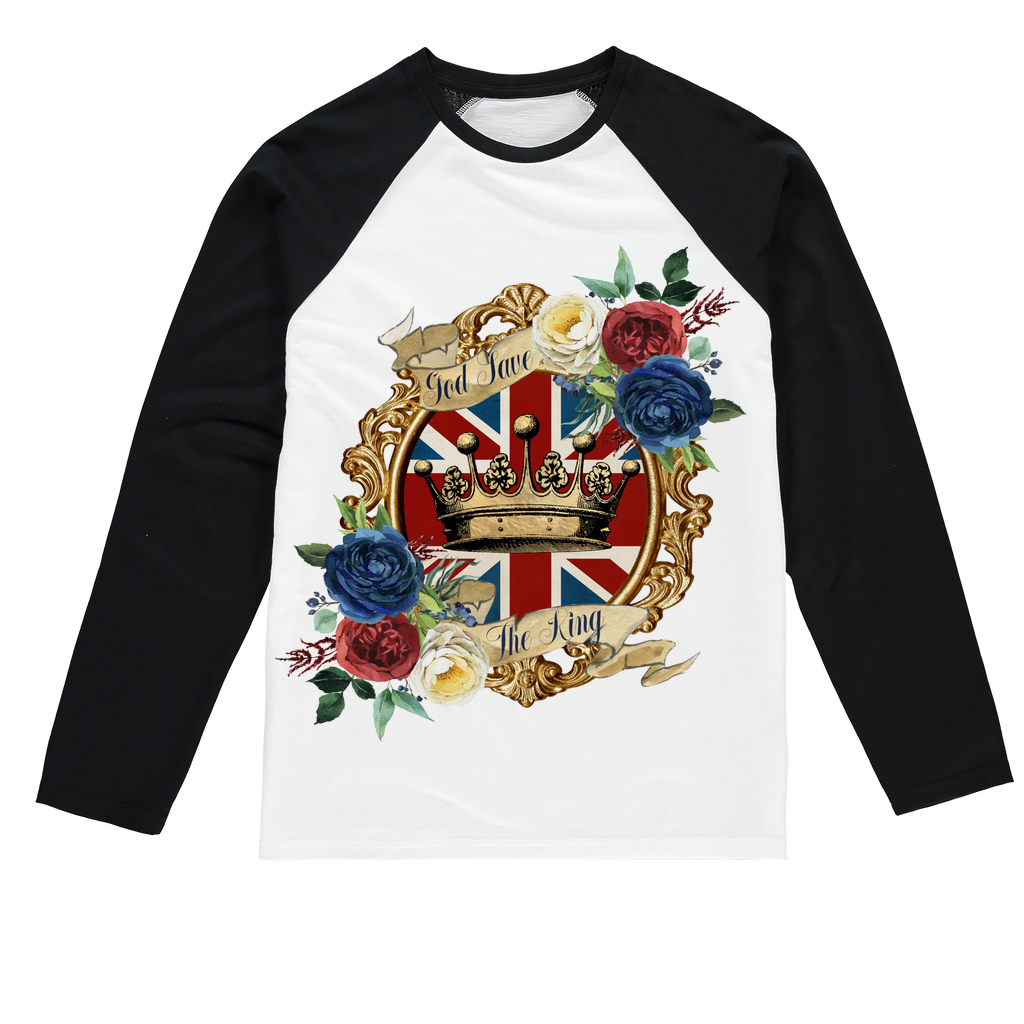 GOD SAVE THE KING Sublimation Baseball Long Sleeve T-Shirt - DirectlyPersonalised