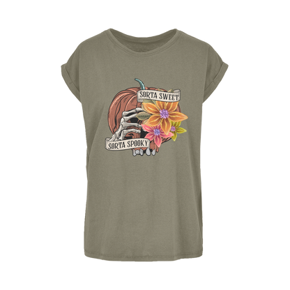 SORTA SWEET - SORTA SPOOKY Women's Extended Shoulder T-Shirt XS-5XL - DirectlyPersonalised
