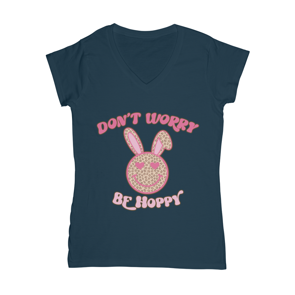 Don't worry be 'happy' Classic Women's V-Neck T-Shirt - DirectlyPersonalised