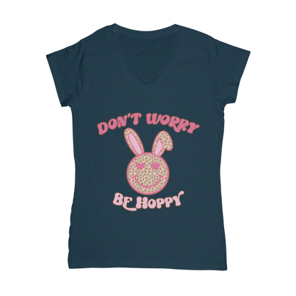 Don't worry be 'happy' Classic Women's V-Neck T-Shirt - DirectlyPersonalised