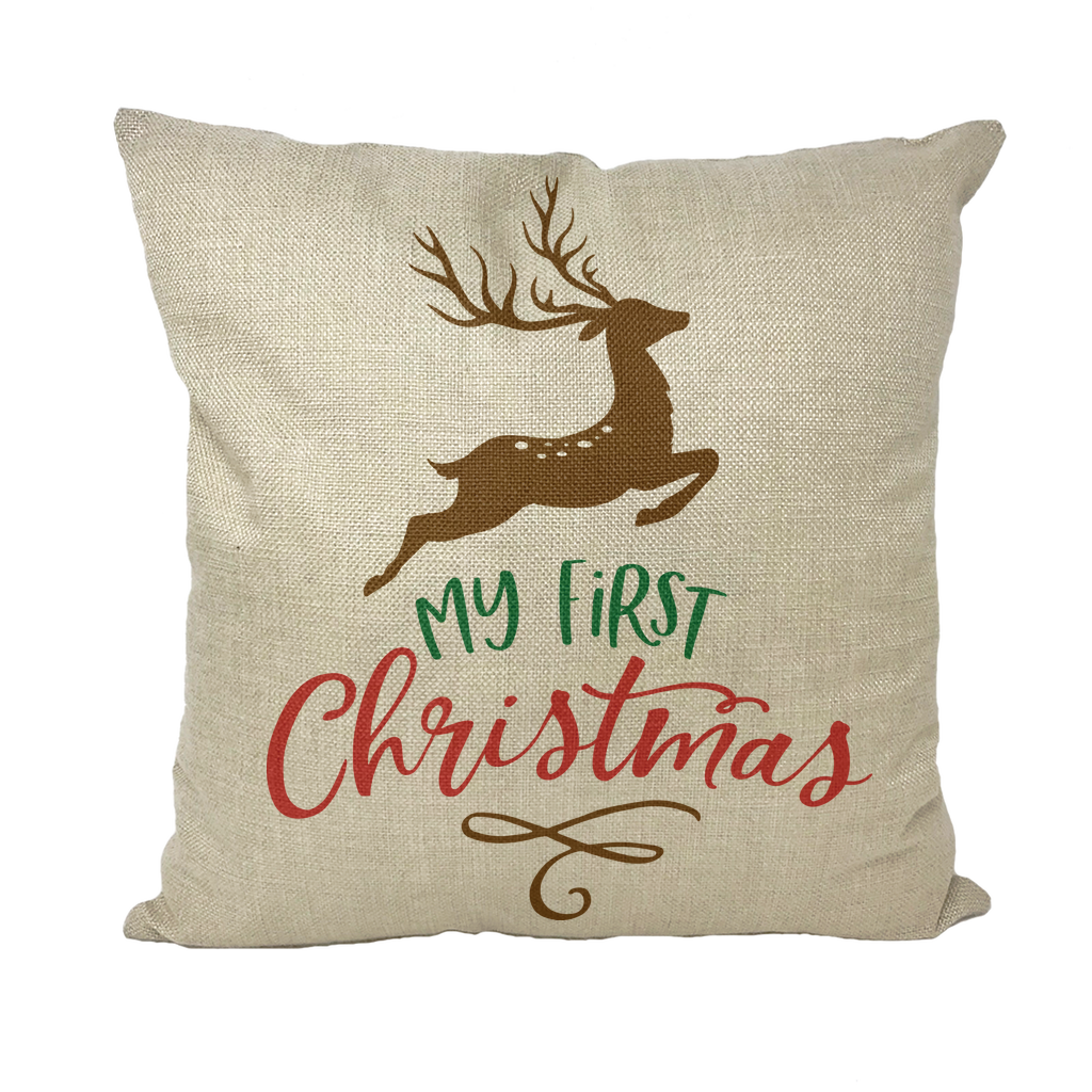 My First Christmas Colour Throw Pillow with Insert - DirectlyPersonalised