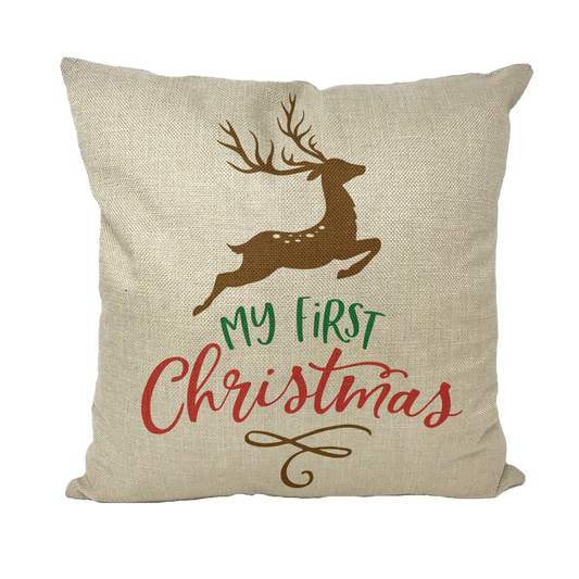 My First Christmas Colour Throw Pillow with Insert - DirectlyPersonalised