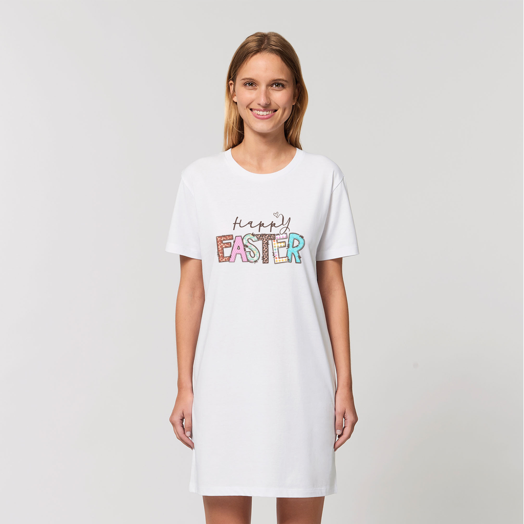 Happy Easter Organic T-Shirt Dress - DirectlyPersonalised