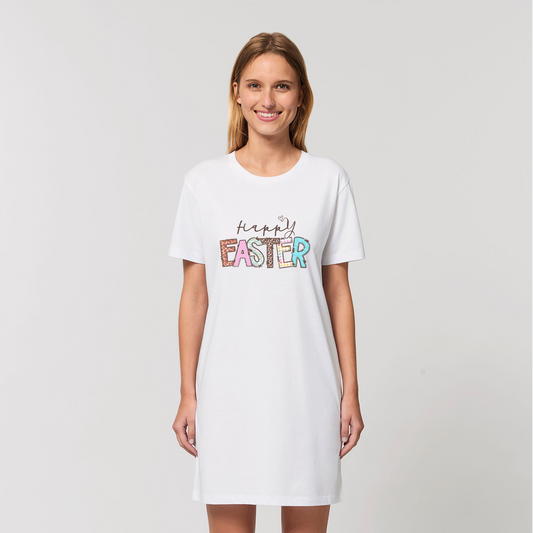 Happy Easter Organic T-Shirt Dress - DirectlyPersonalised