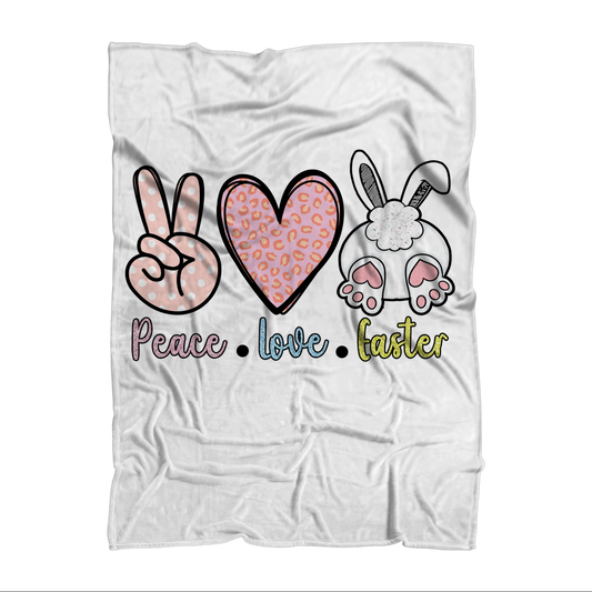 PEACE LOVE EASTER Premium Sublimation Adult Blanket - DirectlyPersonalised