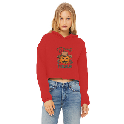 HOWDY PUMPKIN Ladies Cropped Raw Edge Hoodie - DirectlyPersonalised