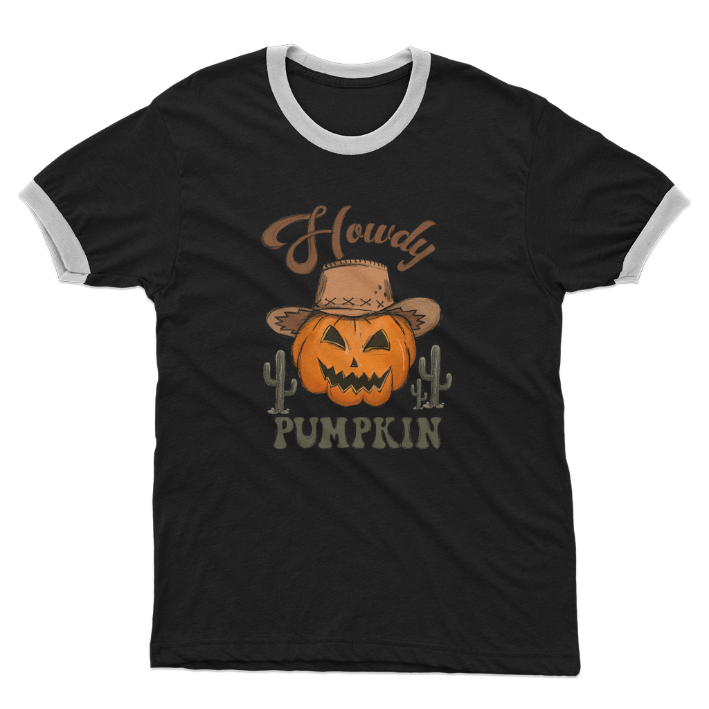 HOWDY PUMPKIN Adult Ringer T-Shirt