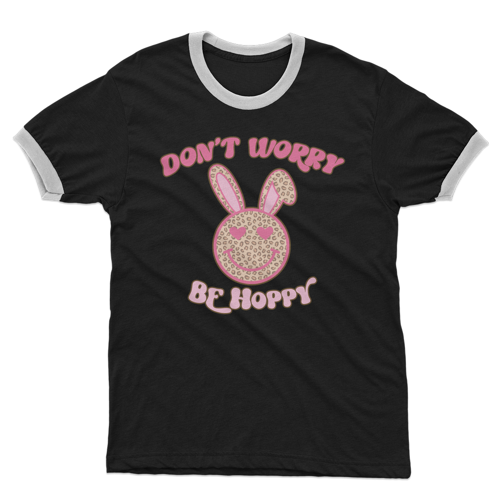 Don't worry be 'happy' Adult Ringer T-Shirt - DirectlyPersonalised