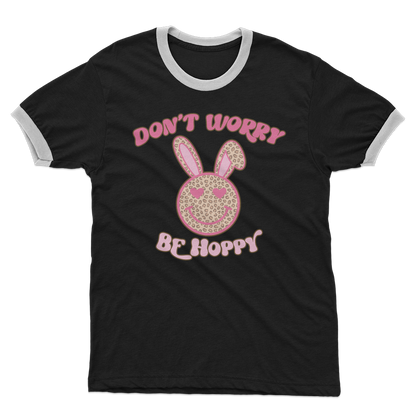 Don't worry be 'happy' Adult Ringer T-Shirt - DirectlyPersonalised