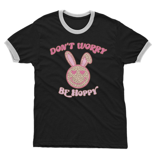 Don't worry be 'happy' Adult Ringer T-Shirt - DirectlyPersonalised