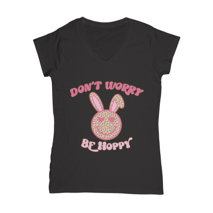 Don't worry be 'happy' Classic Women's V-Neck T-Shirt - DirectlyPersonalised