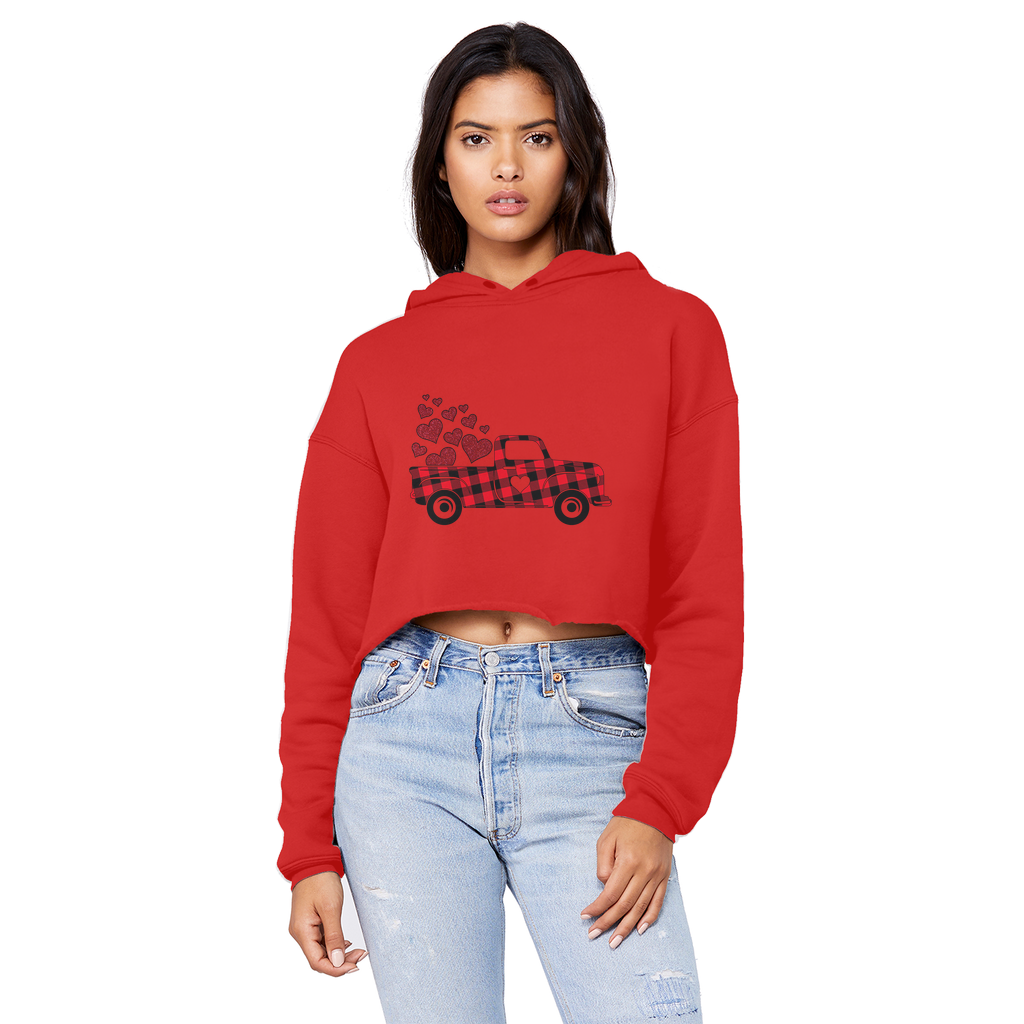 Love Truck Unisex Cropped Raw Edge Boyfriend Hoodie - DirectlyPersonalised