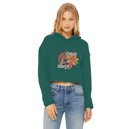 SORTA SWEET - SORTA SPOOKY Ladies Cropped Raw Edge Hoodie - DirectlyPersonalised