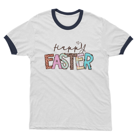Happy Easter Adult Ringer T-Shirt - DirectlyPersonalised
