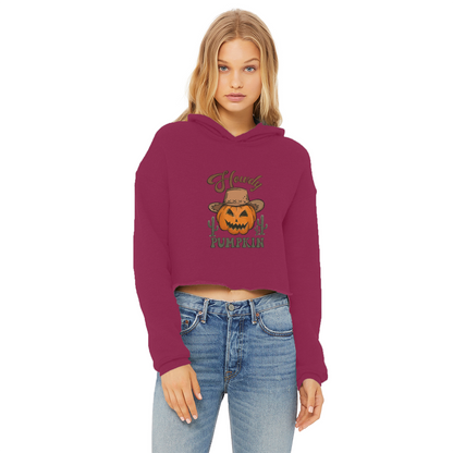 HOWDY PUMPKIN Ladies Cropped Raw Edge Hoodie - DirectlyPersonalised