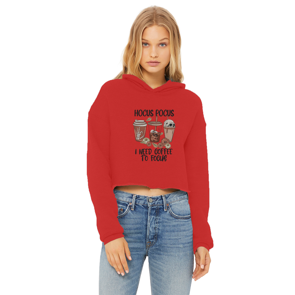 HOCUS POCUS -COFFEE DESIGN Ladies Cropped Raw Edge Hoodie - DirectlyPersonalised