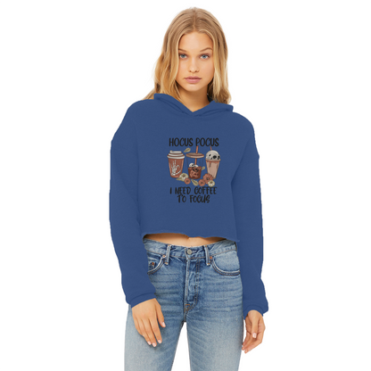 HOCUS POCUS -COFFEE DESIGN Ladies Cropped Raw Edge Hoodie - DirectlyPersonalised